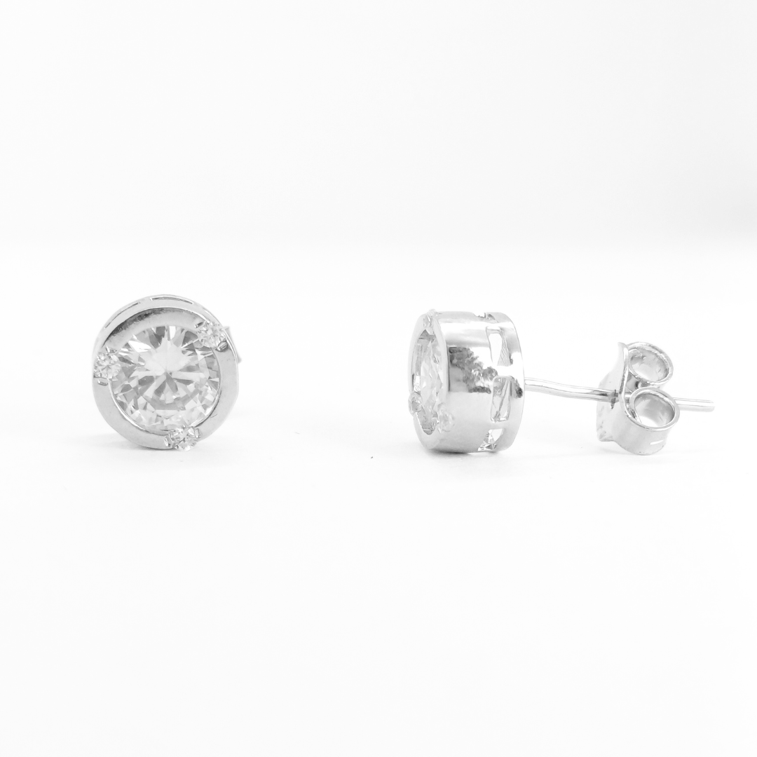 Bezel Beauty Stud Earrings