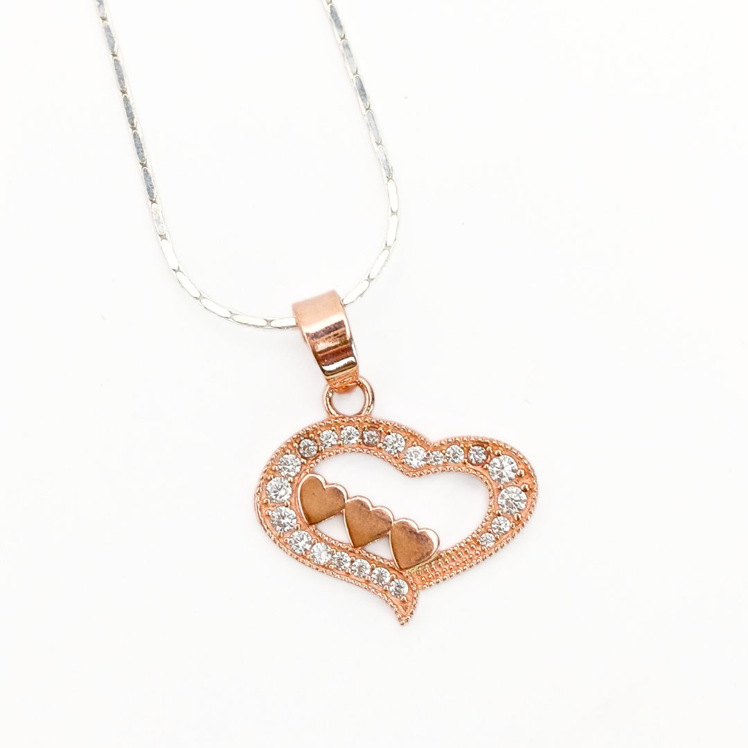 Rose Tri-Heart Embrace Pendant