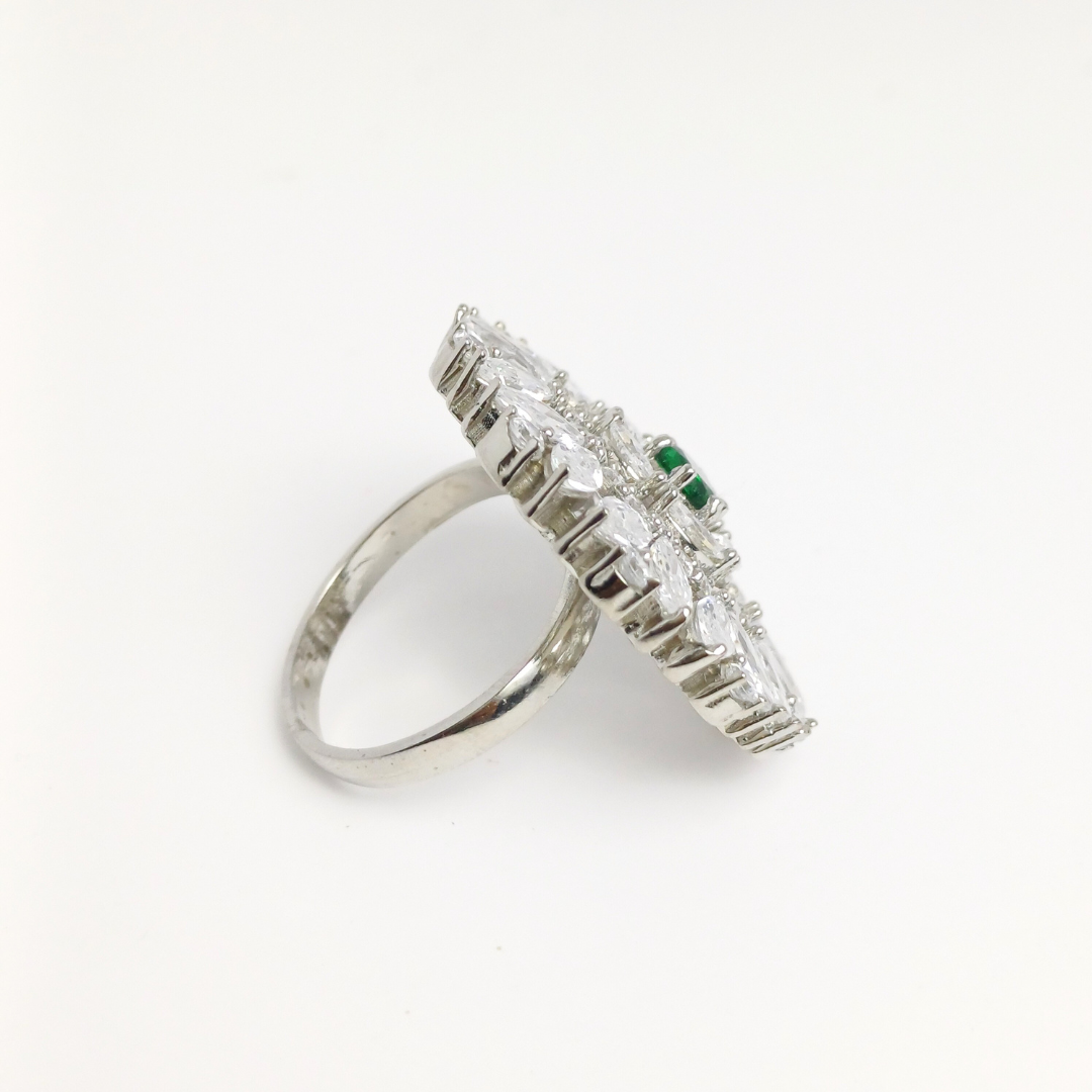 White Petal Emerald Ring