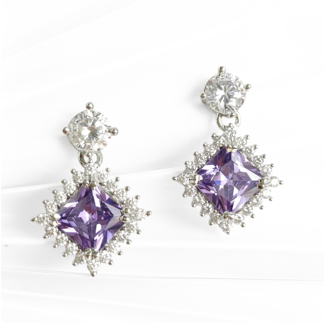 Amethyst Dew Earrings Free Size