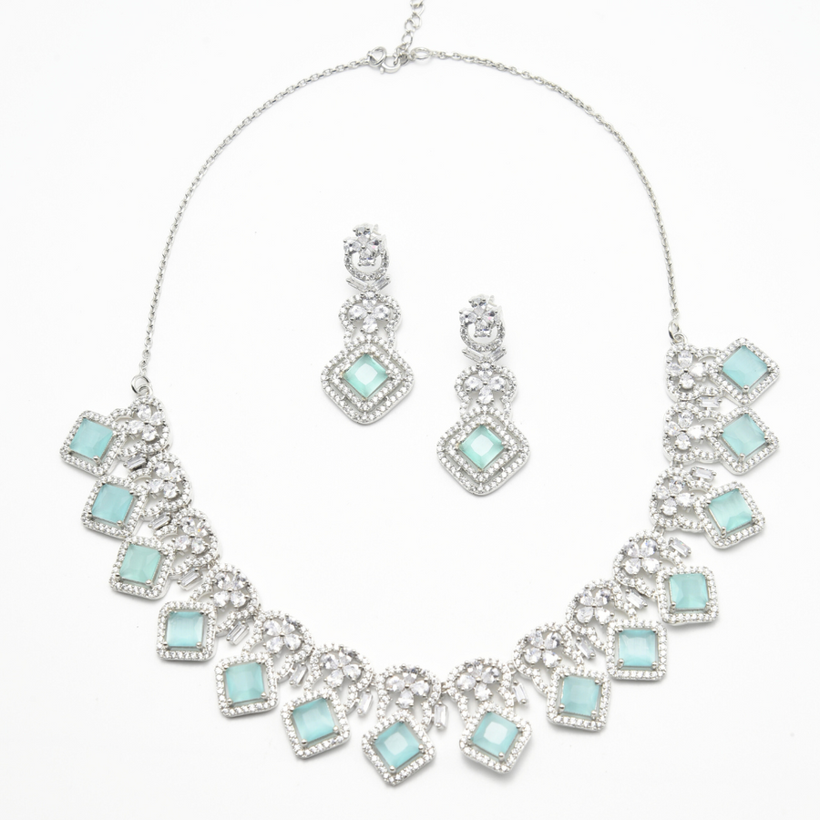 Aqua Mosaic Necklace Set 58.32 g
