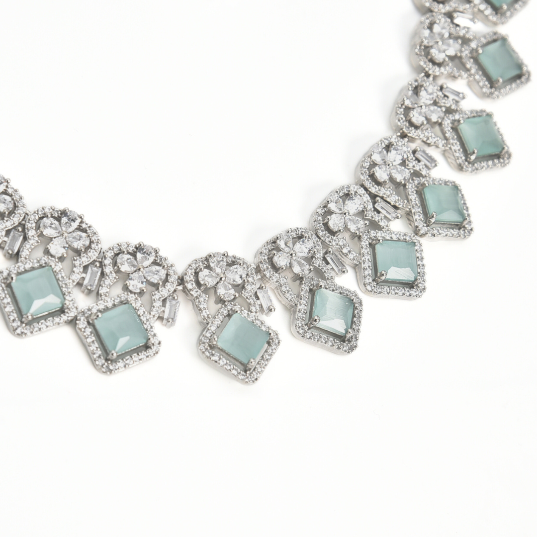 Aqua Mosaic Necklace Set 58.32 g