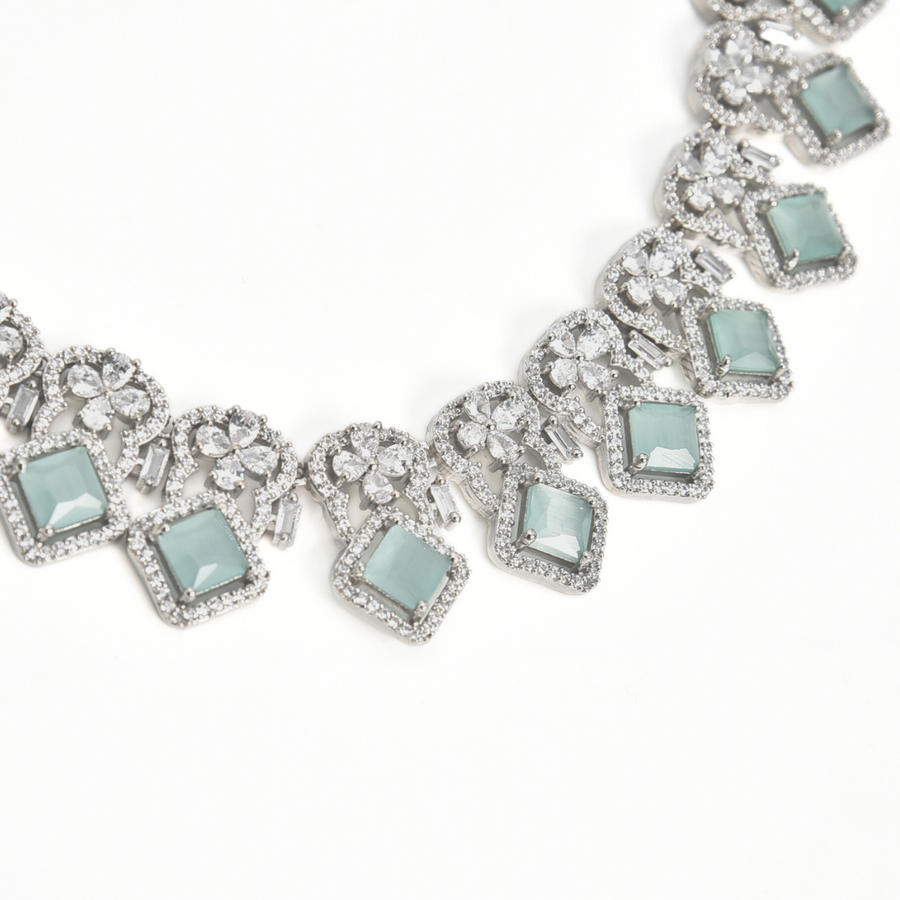 Aqua Mosaic Necklace Set 58.32 g