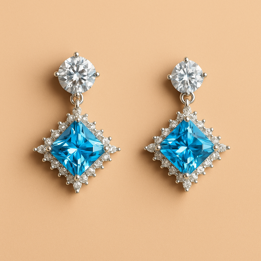 Aquamarine Earrings Free Size / 6.37 g