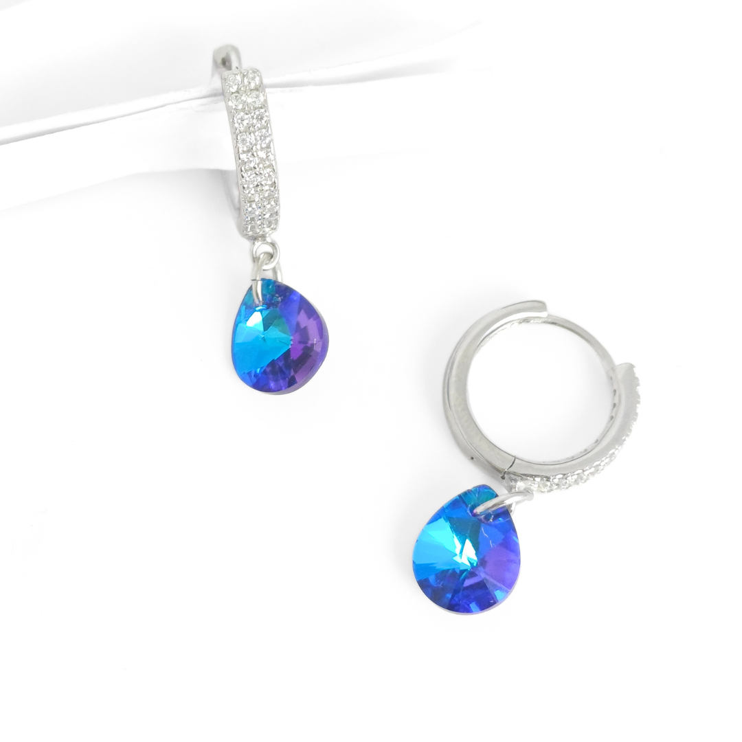 Aurora Crystal Hoop Earrings Free Size