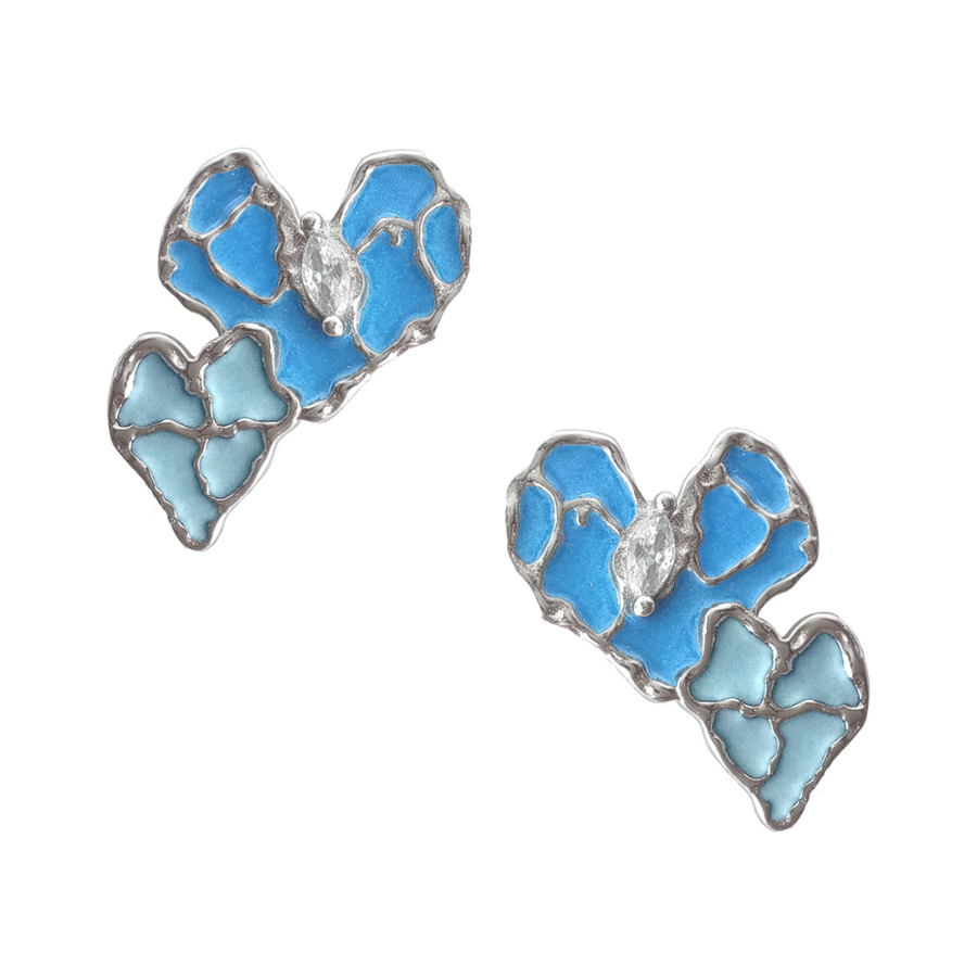 Azure Hearts Studs Free Size