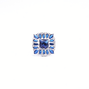 Blue Jewel Square Ring Free Size / 7.04 g