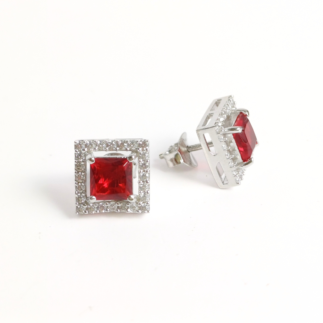 Cherry Square Studs Free Size