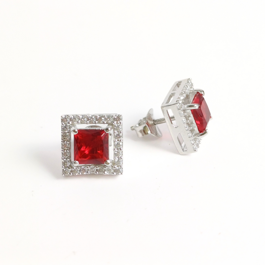 Cherry Square Studs Free Size