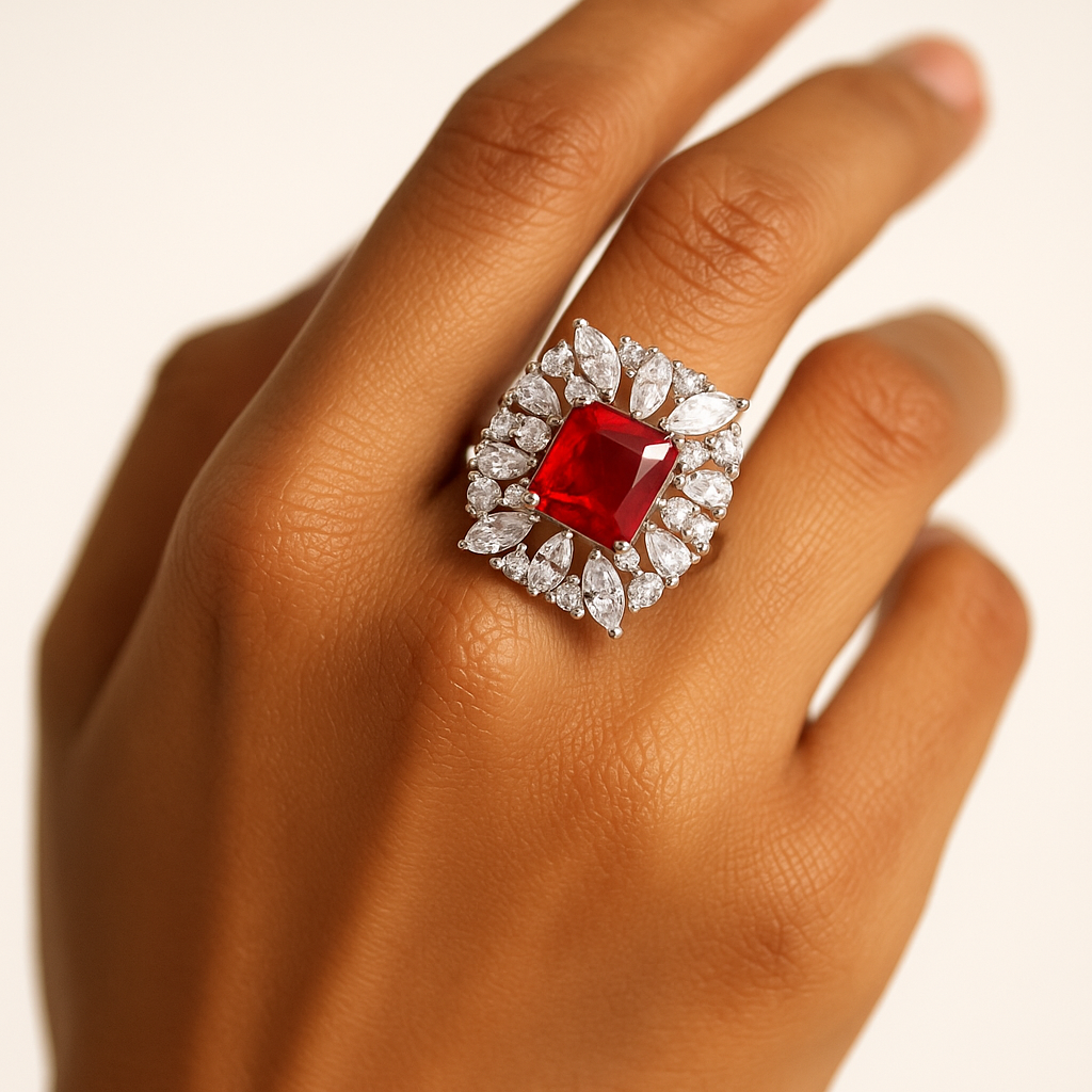 Crimson Bloom Ring Free Size / 7.11 g