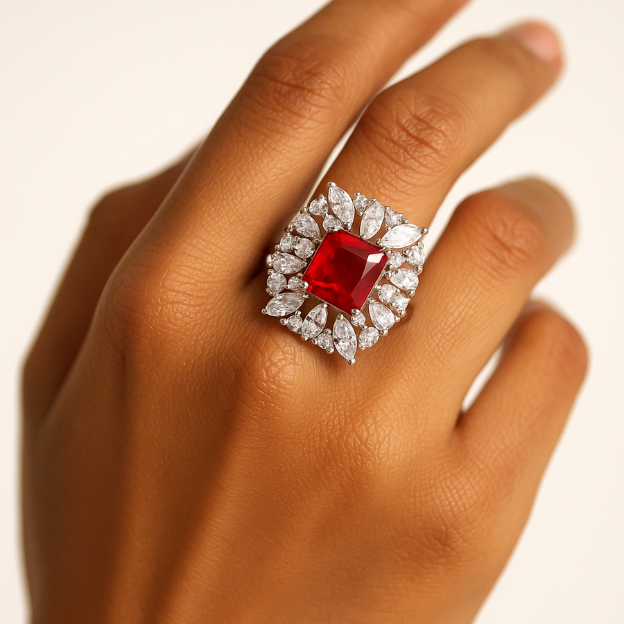 Crimson Bloom Ring Free Size / 7.11 g