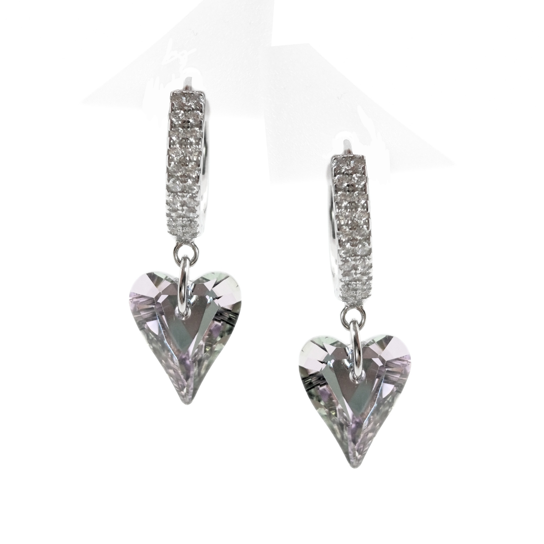 Crystal Heart Hoops Free Size