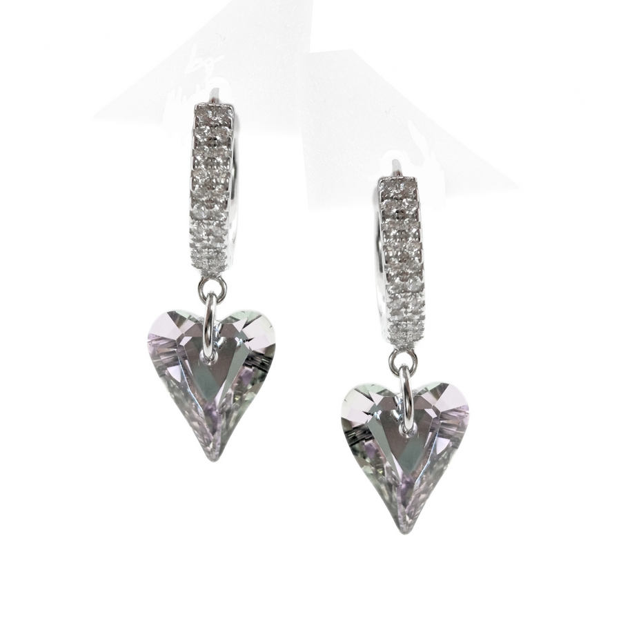 Crystal Heart Hoops Free Size