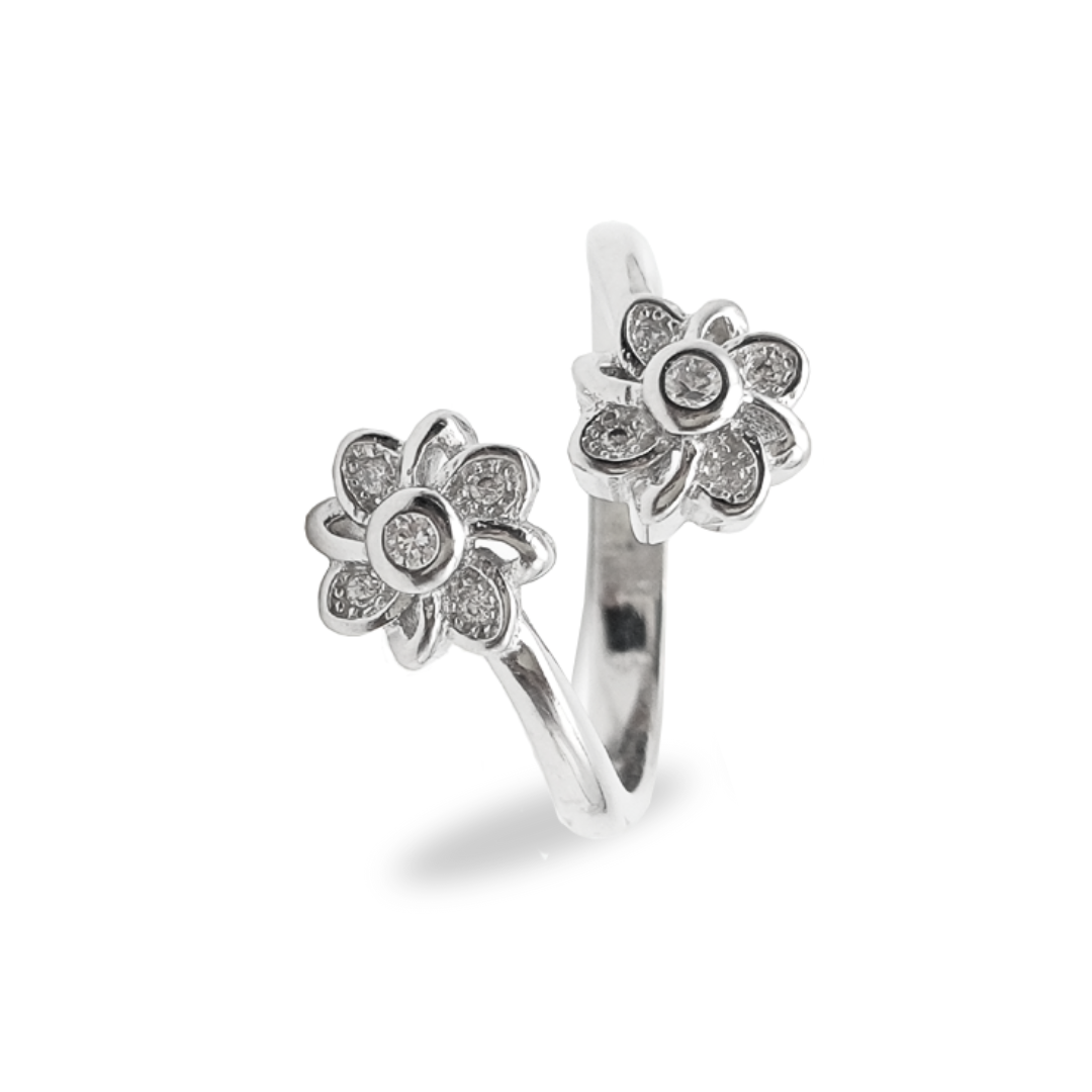 Double Blossom Sparkle Toe Rings FREE Size / 4.65 g