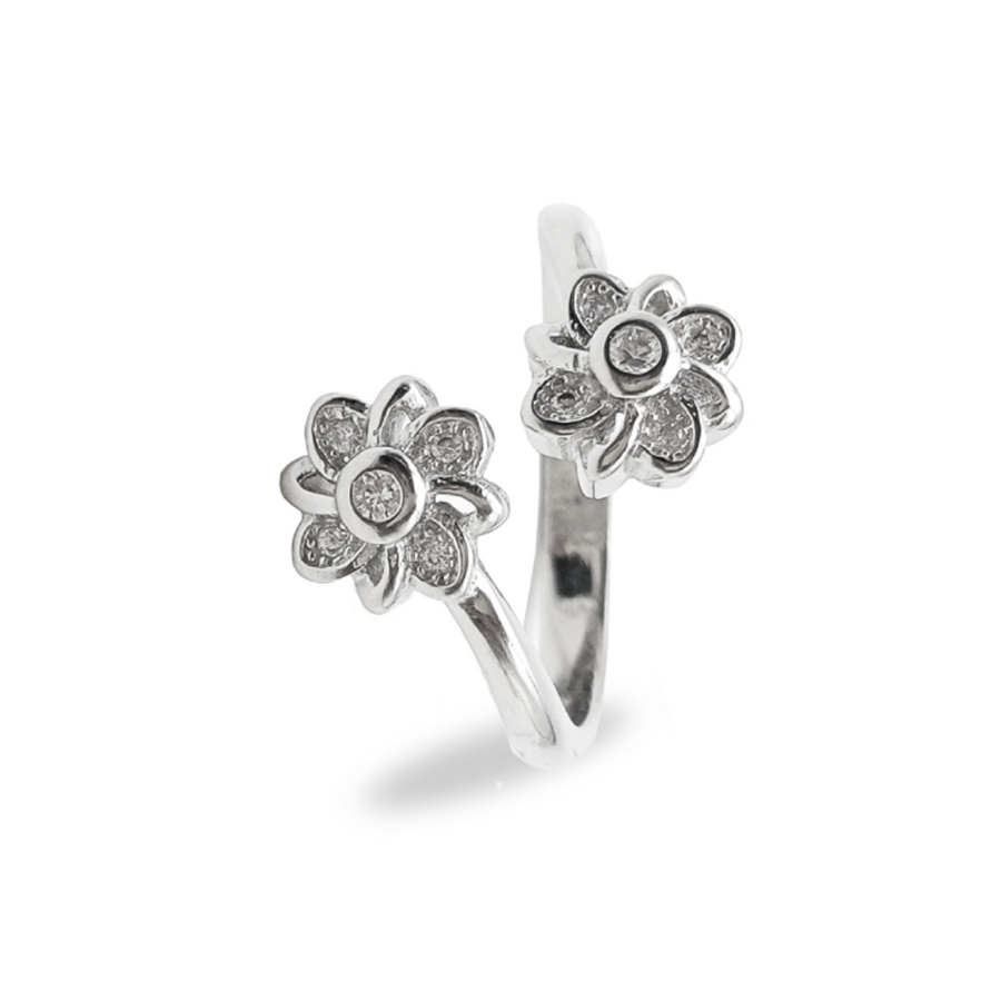 Double Blossom Sparkle Toe Rings FREE Size / 4.65 g