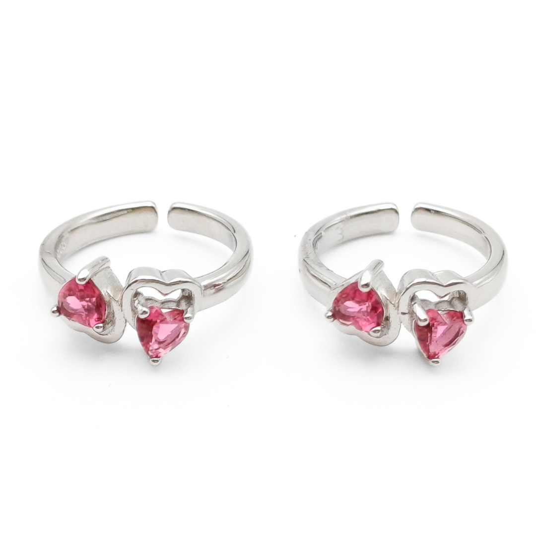 Double Heart Charm Toe Rings FREE Size / 4.41 g