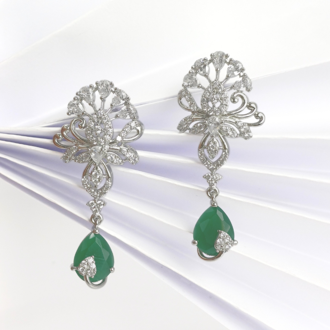 Emerald Bloom Drop Earrings 11.56 g