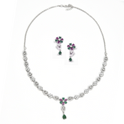Emerald Bloom Necklace Set FREE SIZE