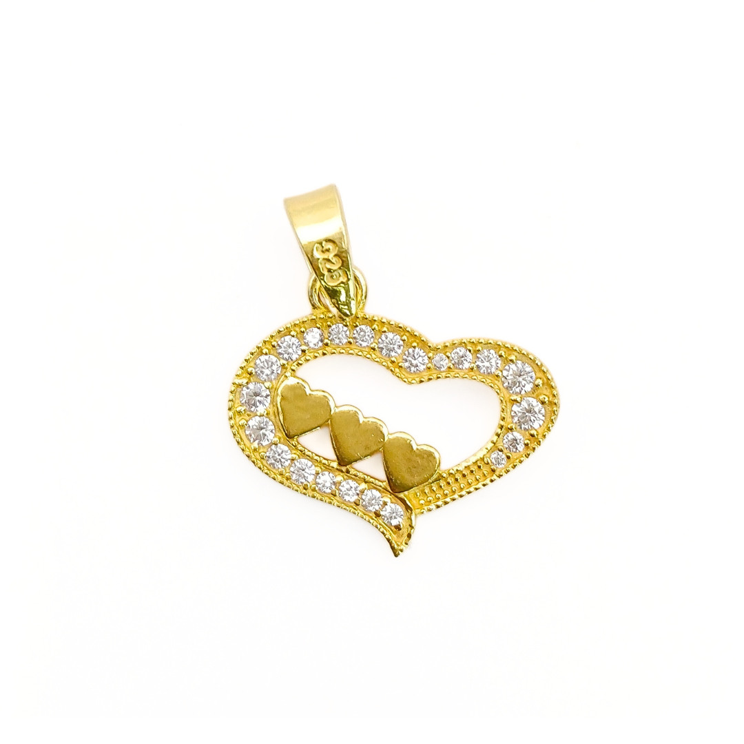 Gold Tri-Heart Embrace Pendant 2.22 g