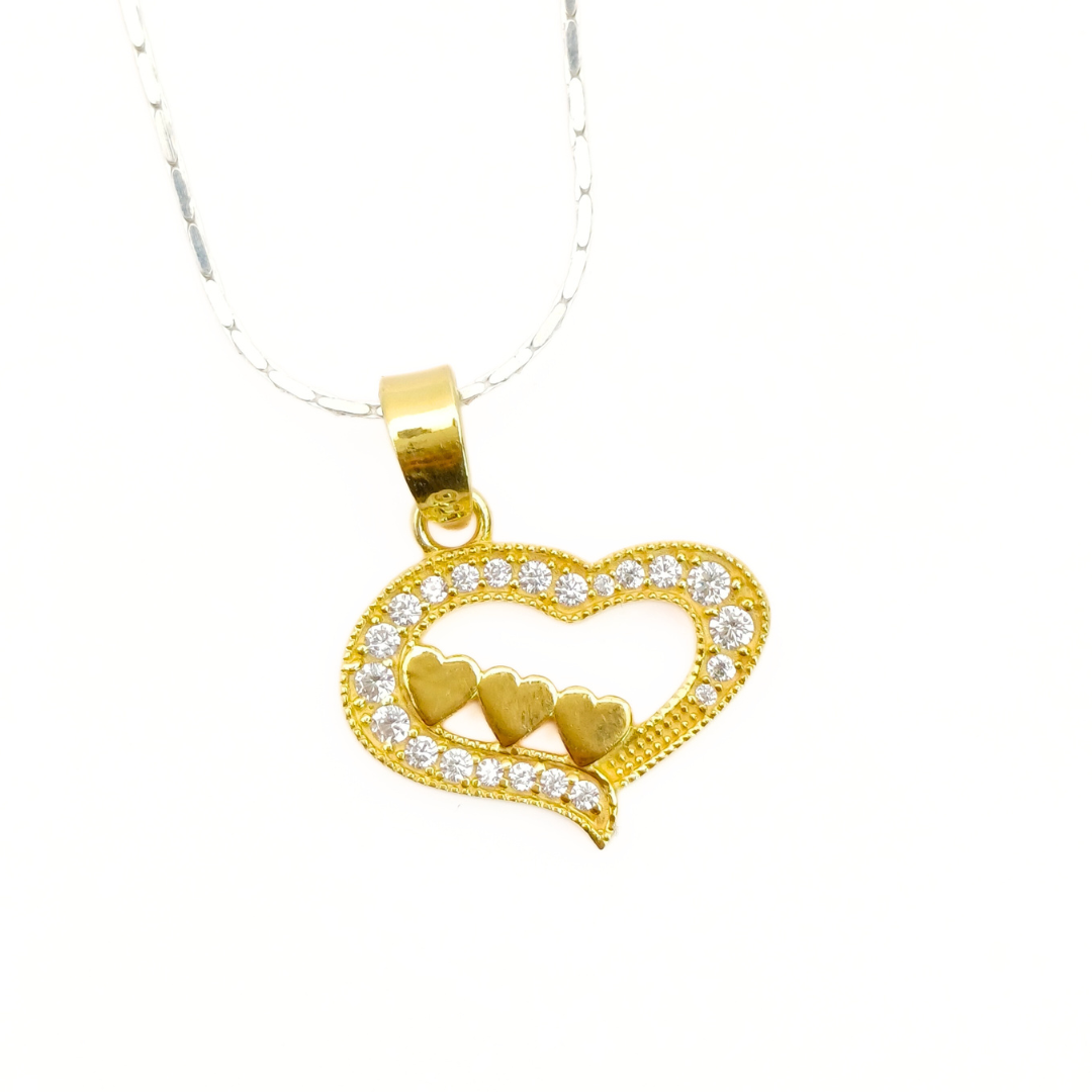 Gold Tri-Heart Embrace Pendant 2.22 g