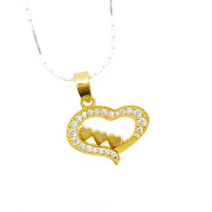 Gold Tri-Heart Embrace Pendant 2.22 g