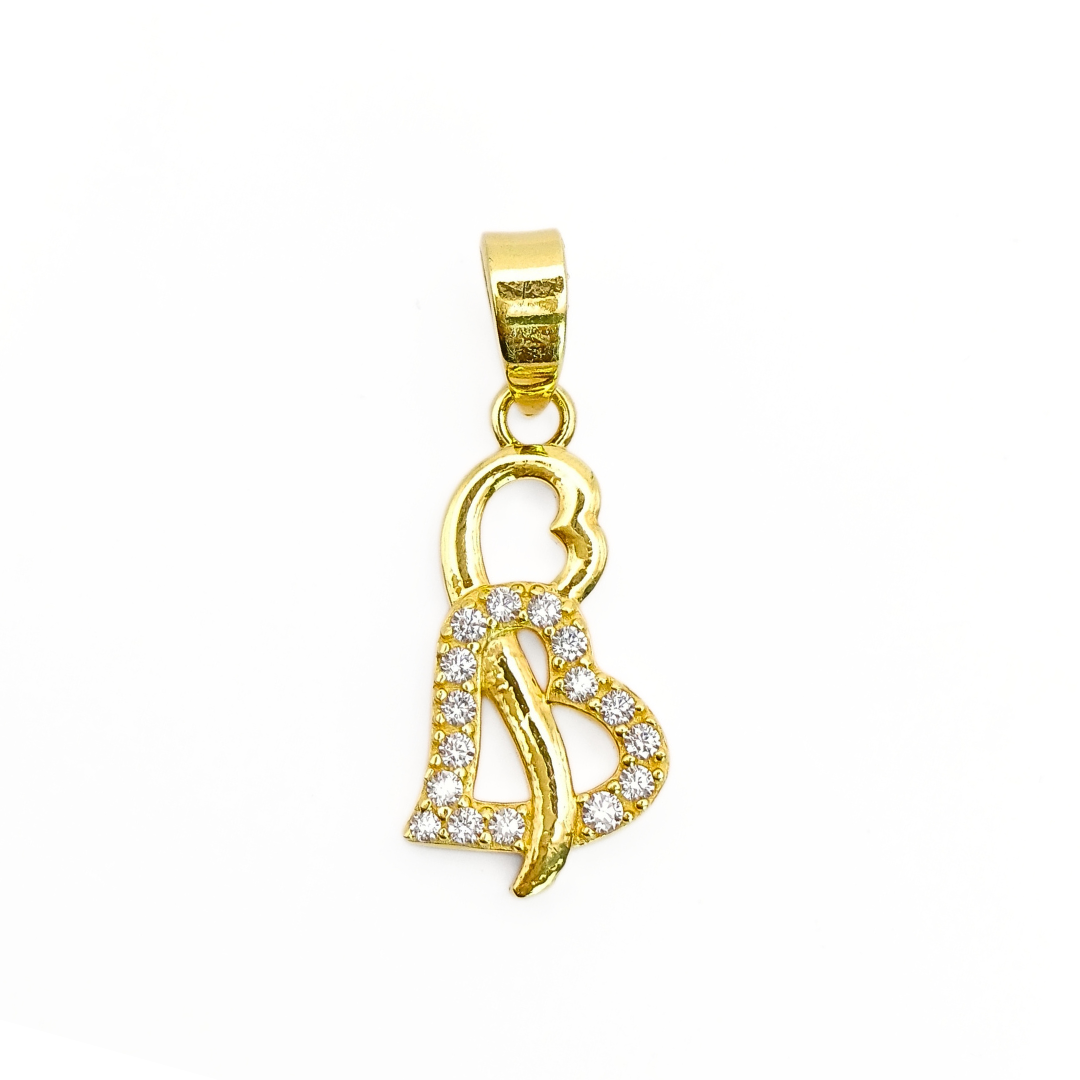 Golden Intertwined Heart Pendant Free Size