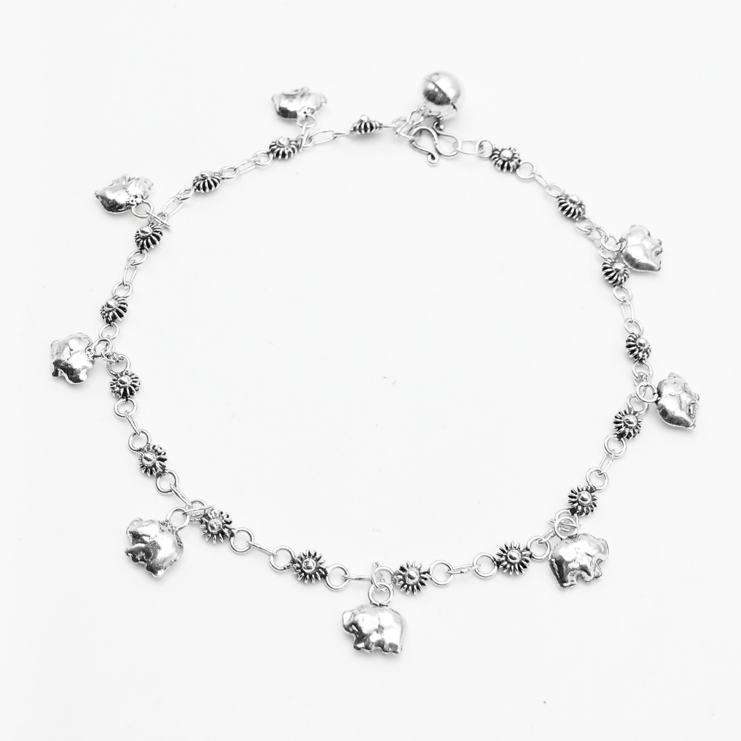 Lucky Blossom Elephant Anklet 267 mm / 10.35 g