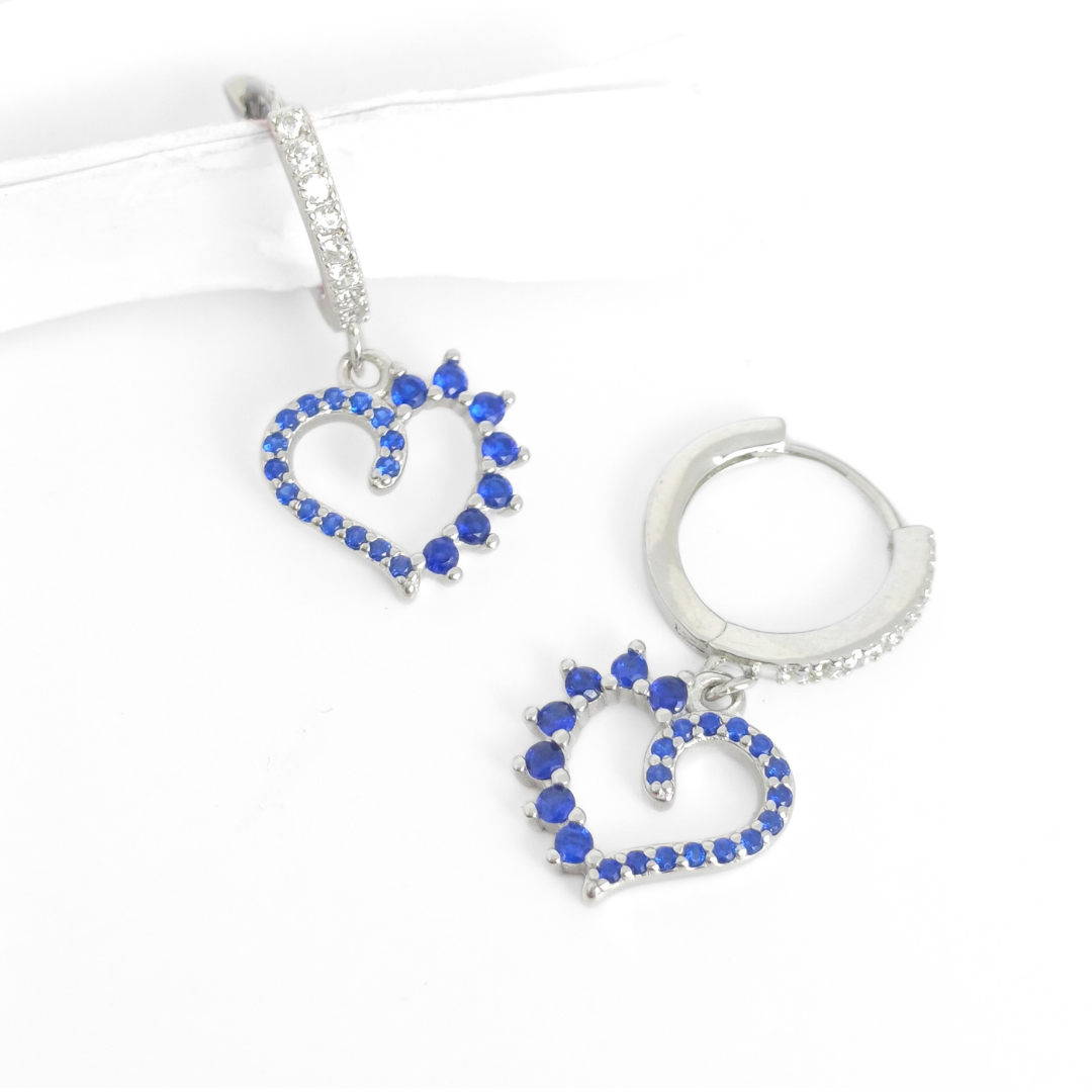 Midnight Heart Hoop Earrings Free Size