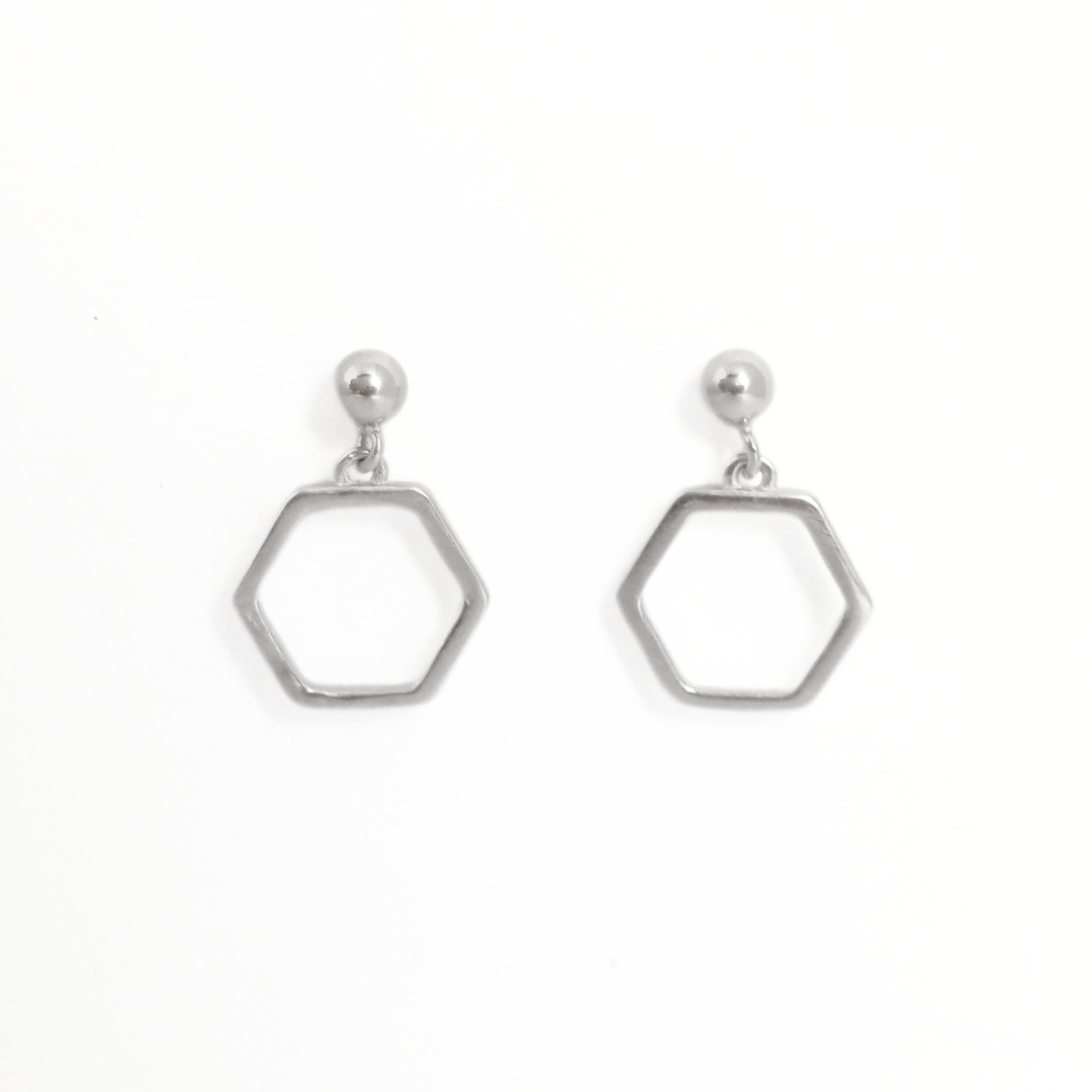 Minimalist Hex Stud Earrings Free Size