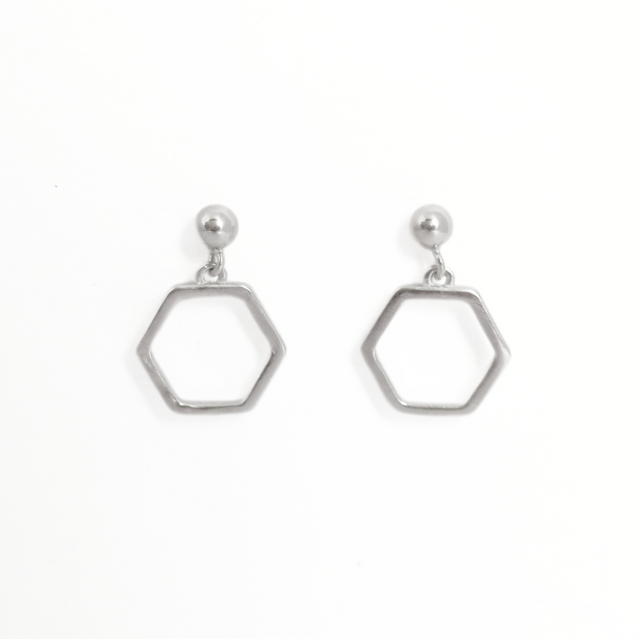 Minimalist Hex Stud Earrings Free Size