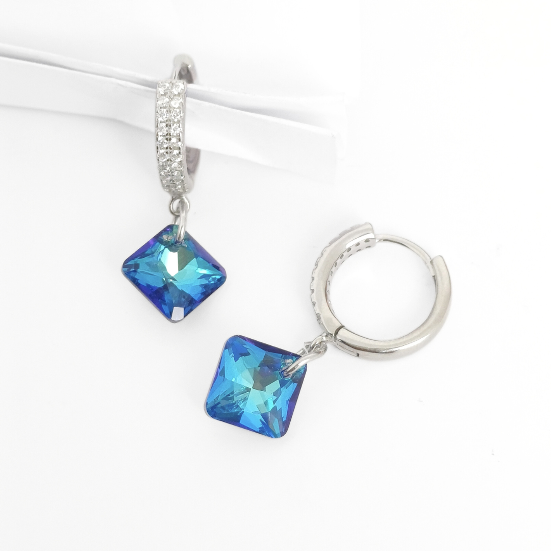 Ocean Blue Hoop Earrings Free Size
