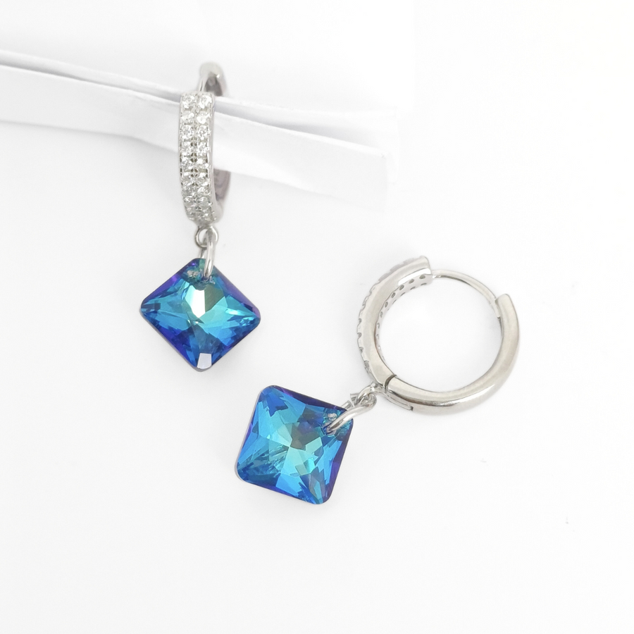 Ocean Blue Hoop Earrings Free Size