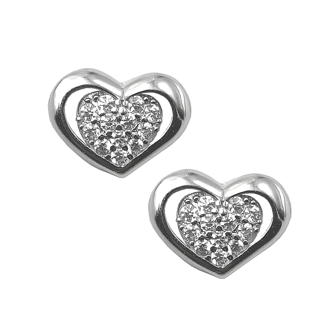 Puffed Heart Studs Free Size