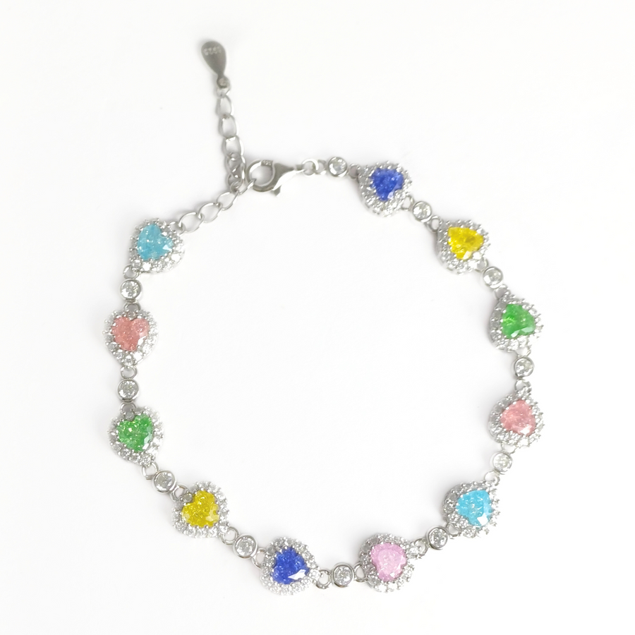 Rainbow Hearts Bracelet Adjustable