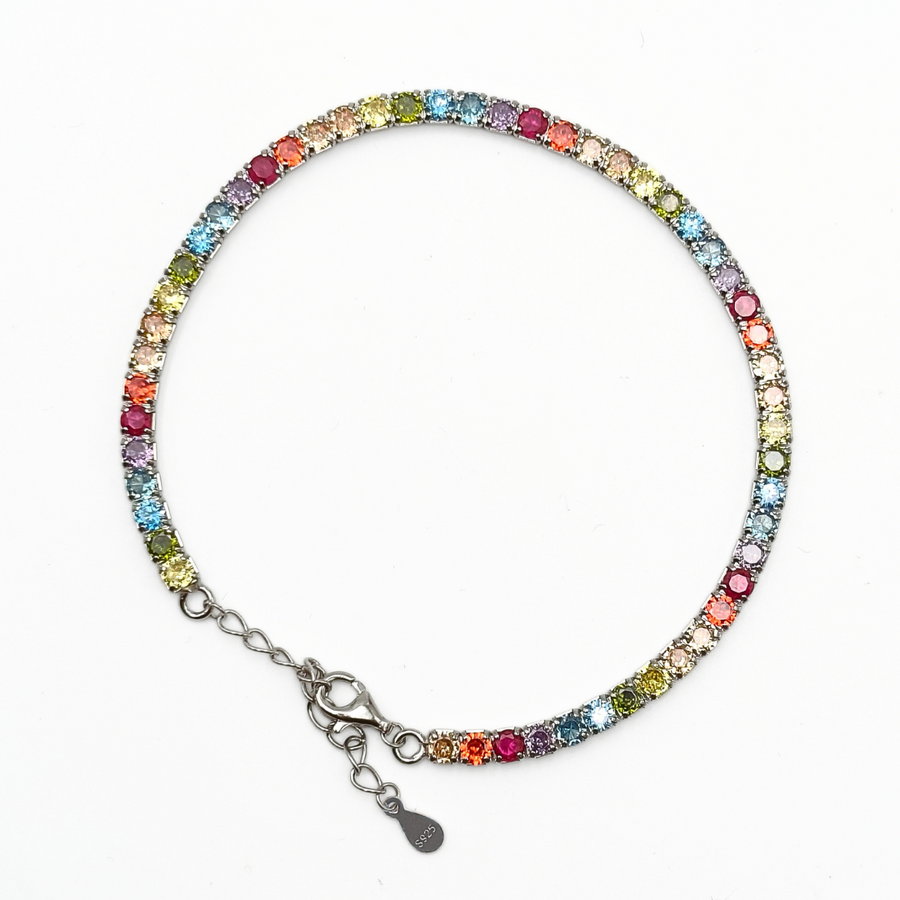 Rainbow Tennis Bracelet 178 mm