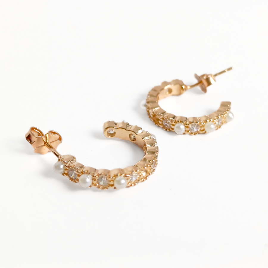 Rose Pearl Earrings Free Size