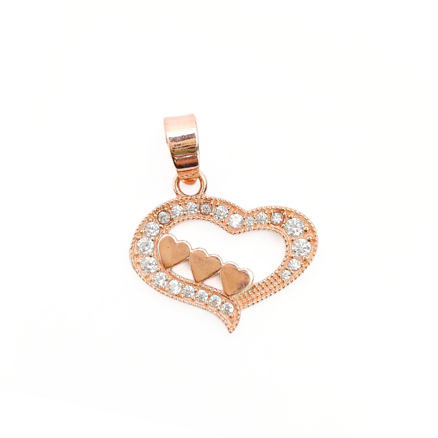 Rose Tri-Heart Embrace Pendant Free Size