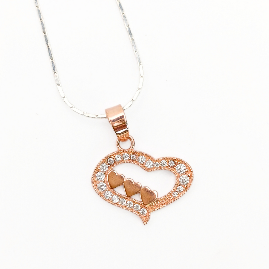 Rose Tri-Heart Embrace Pendant 2.1 g