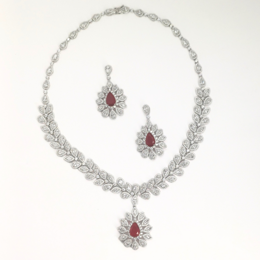 Ruby Bloom Necklace Set 75.88 g
