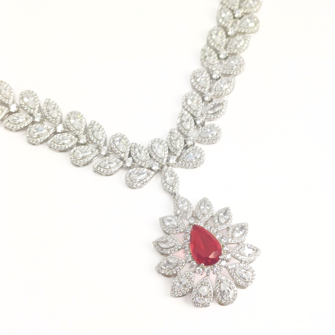 Ruby Bloom Necklace Set 75.88 g