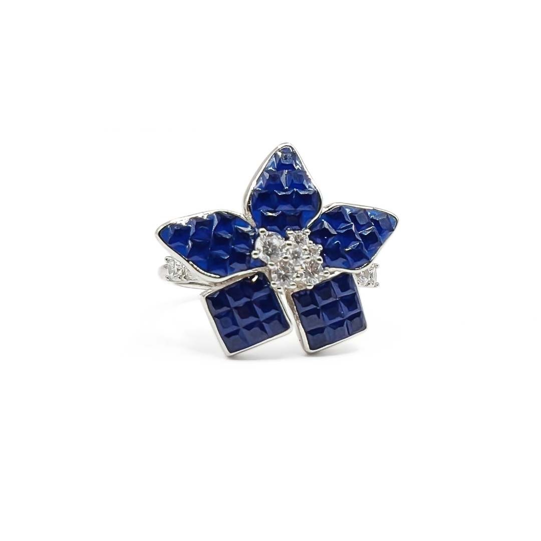 Sapphire Mosaic Bloom Ring 17 mm