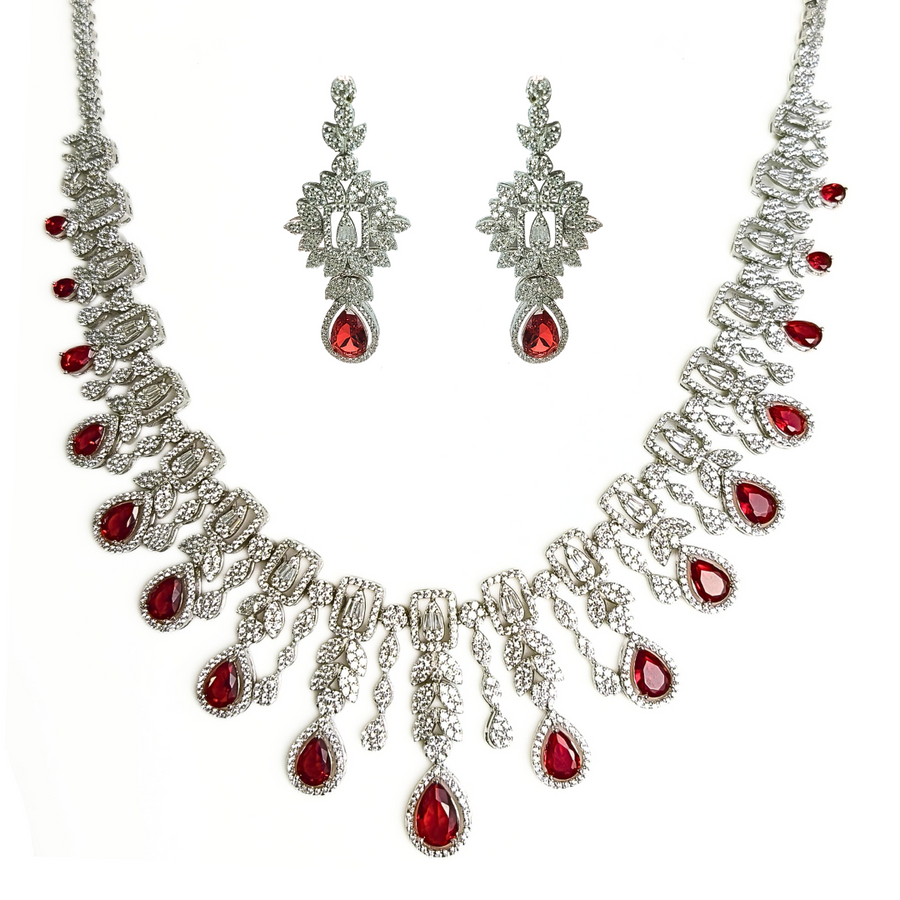 Scarlet Cascade Necklace Set 62.86 g