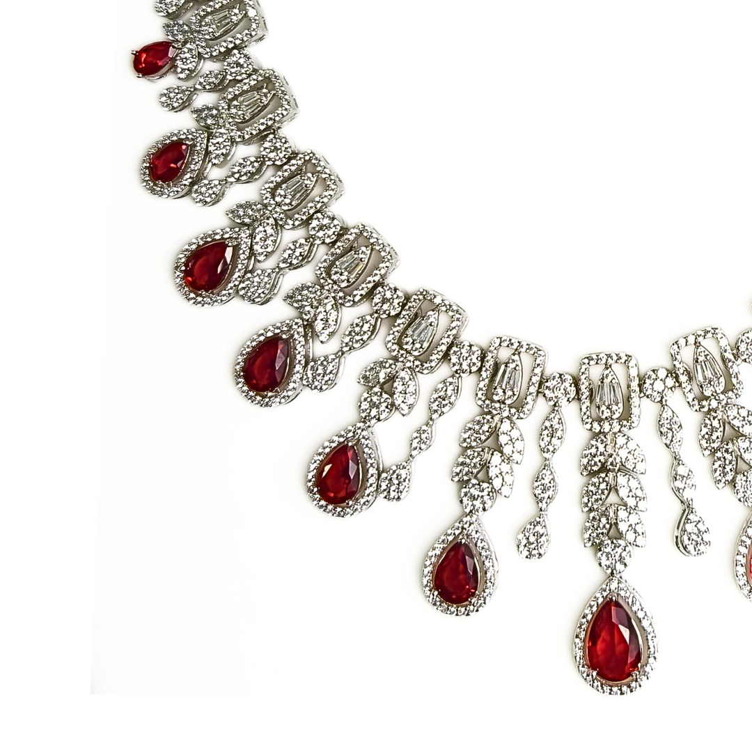 Scarlet Cascade Necklace Set 62.86 g