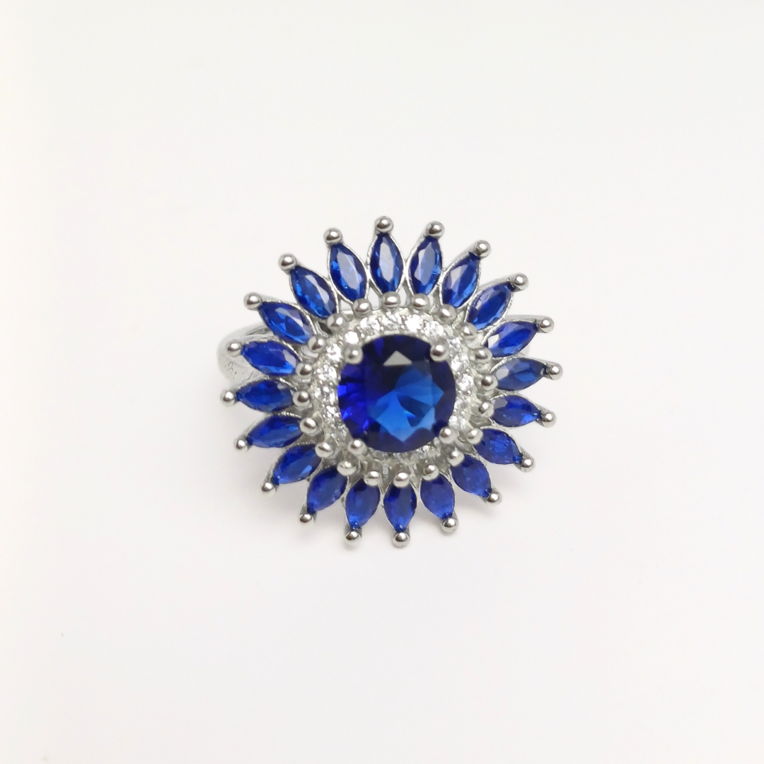 Sunburst Sapphire Ring 14 mm