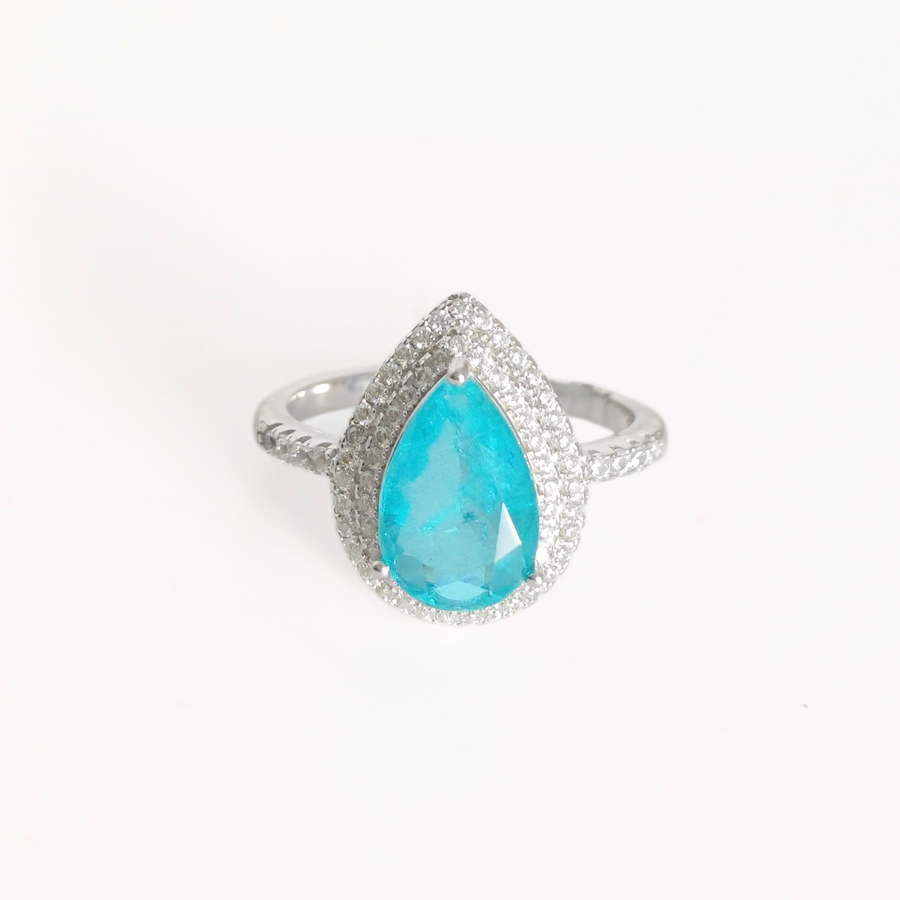 Teal Teardrop Ring 20 mm